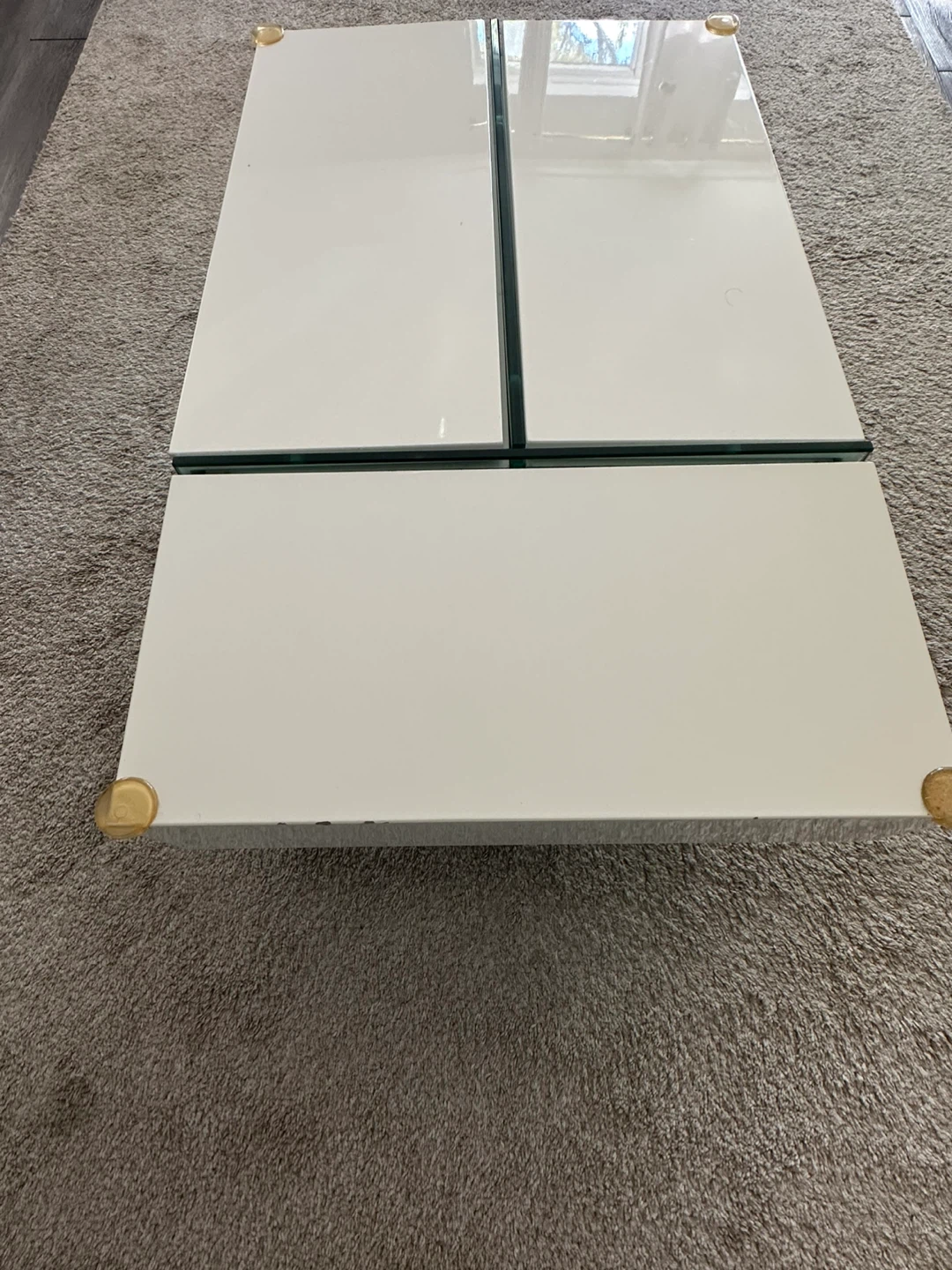 White Coffee Table with Glass Legs - photo 2
