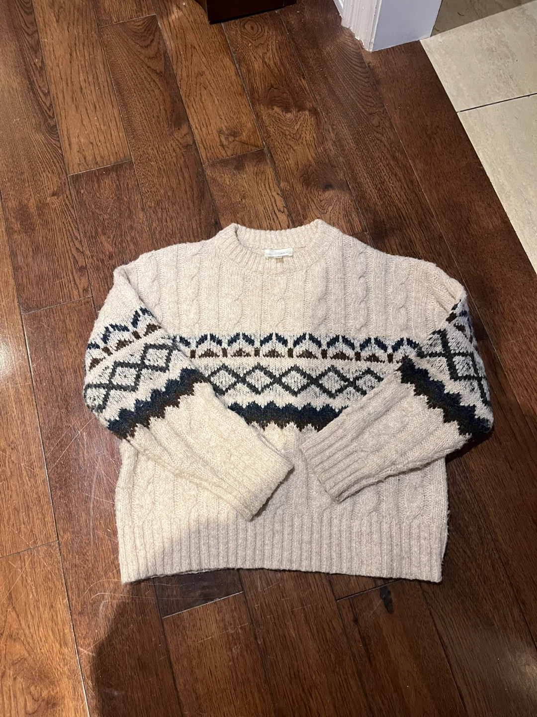 Linen & Dot Cream Patterned Sweater - Size S - photo 2