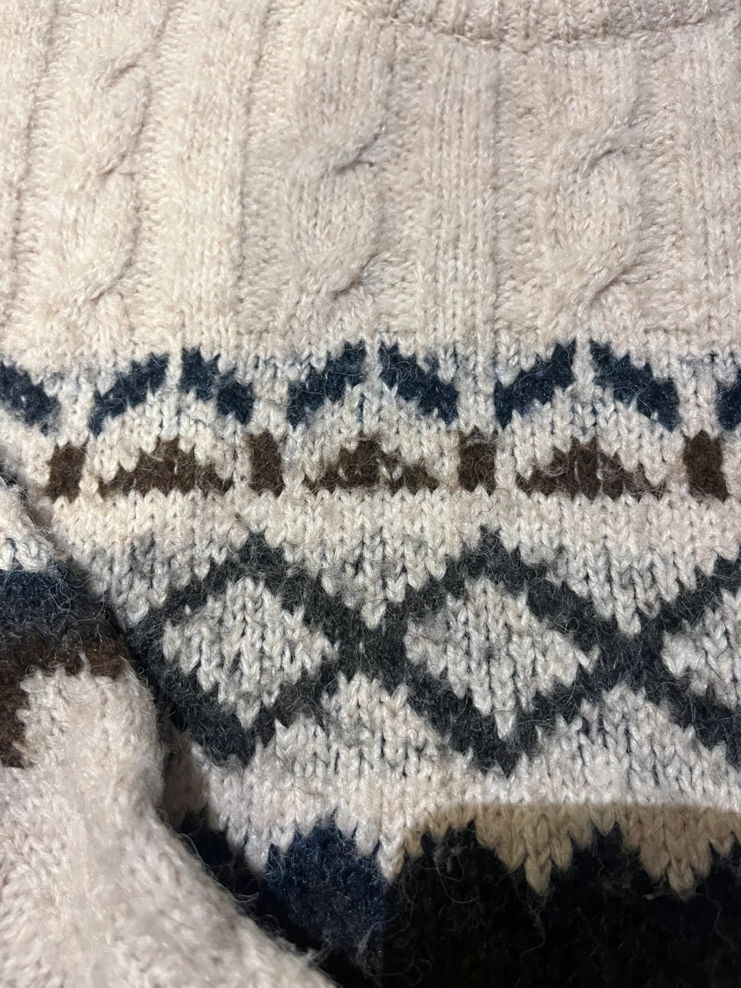 Linen & Dot Cream Patterned Sweater - Size S - photo 4