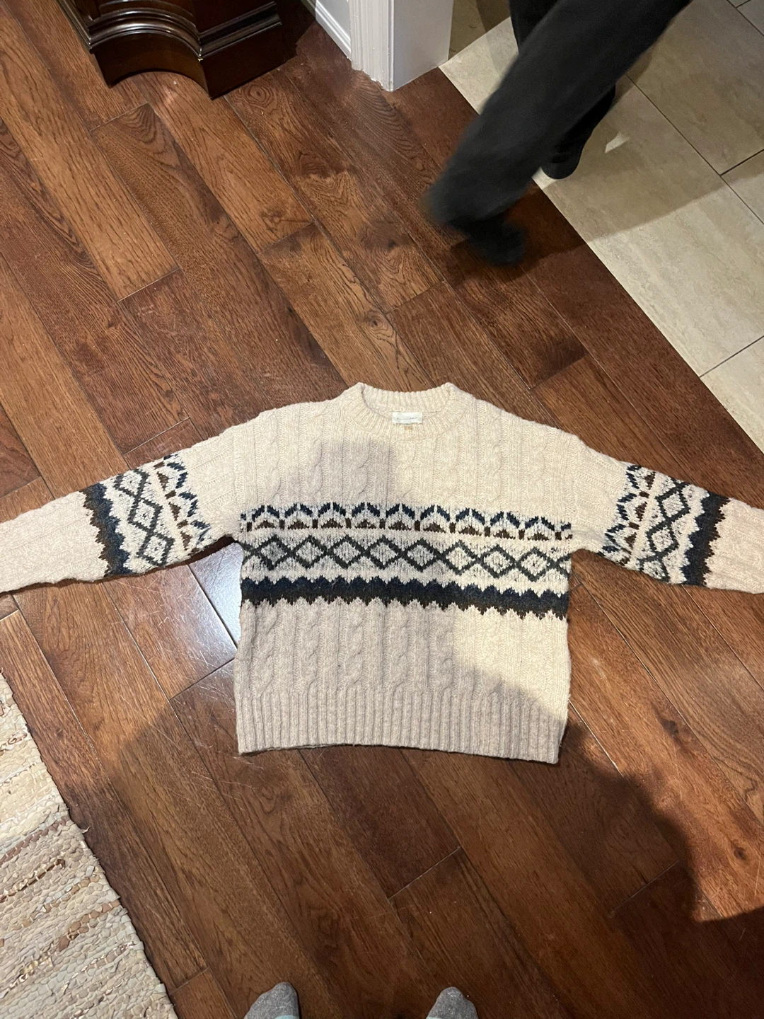 Linen & Dot Cream Patterned Sweater - Size S - photo 3