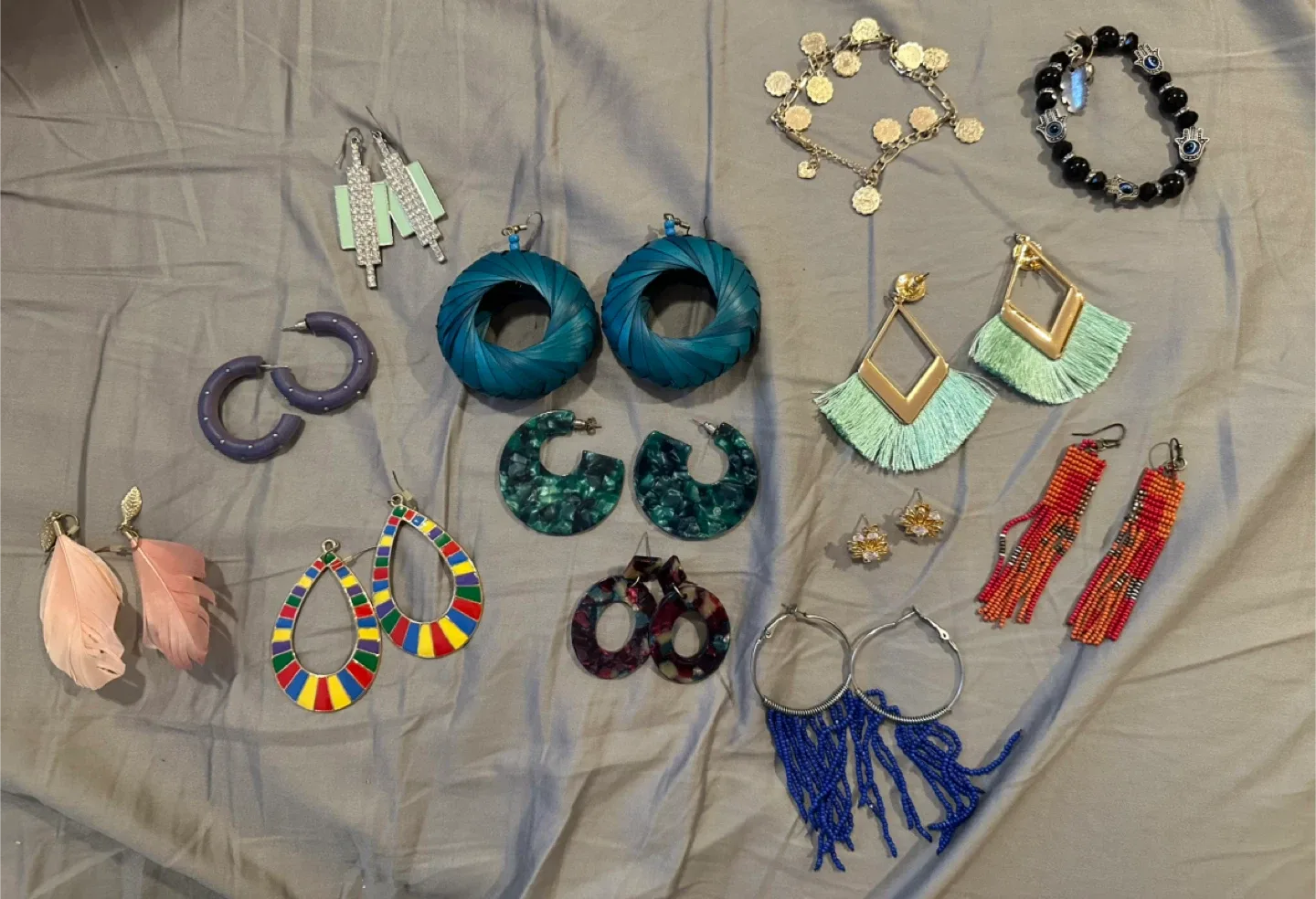 Assorted Earrings & 2 Bracelets thumbnail
