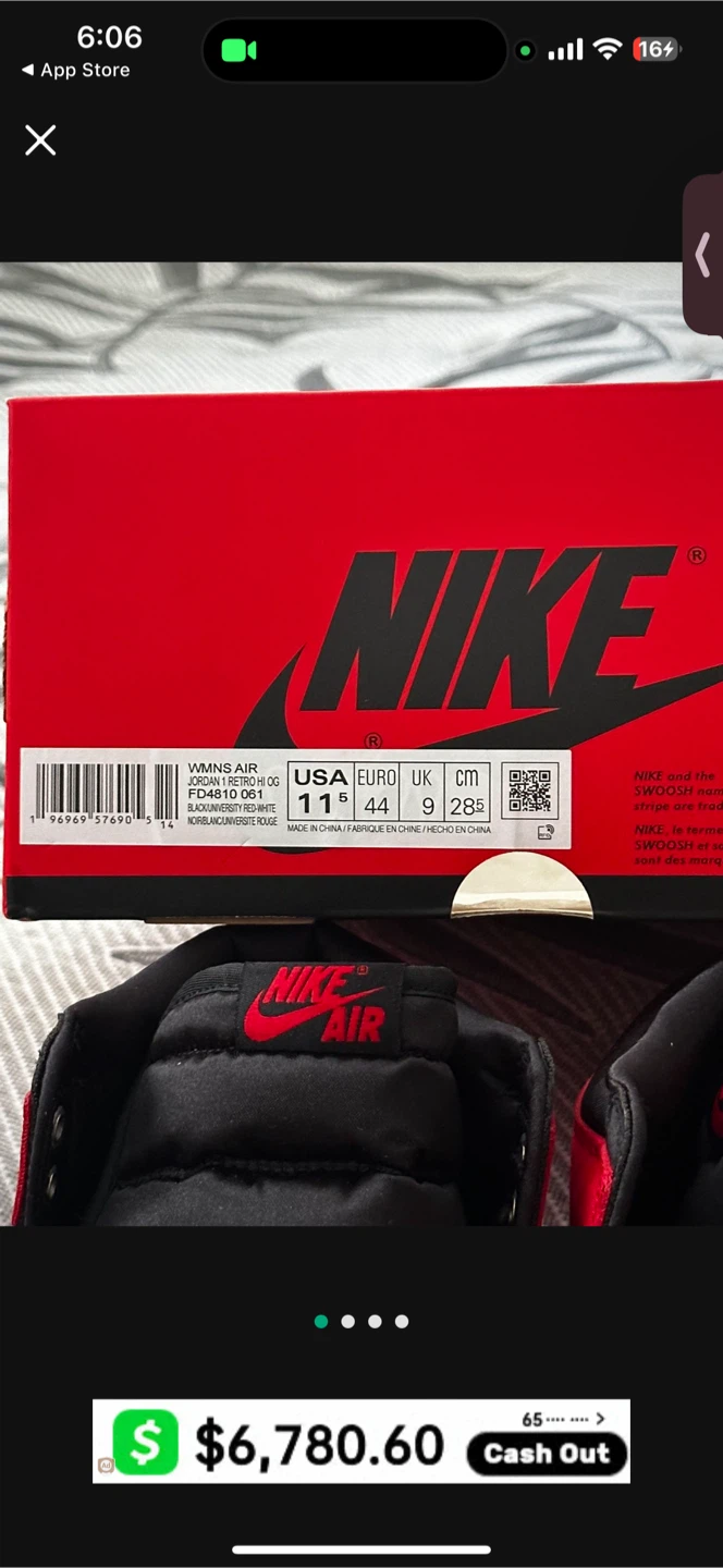 Nike Air Jordan 1 Retro High OG Bred Patent US 11.5 - photo 4
