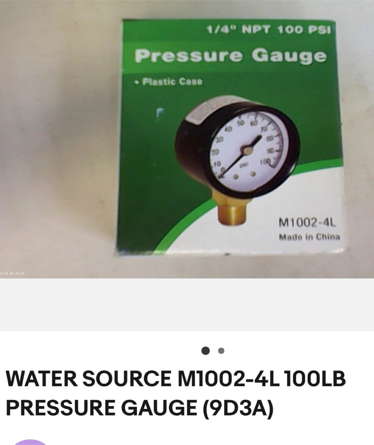 Water Source M1002-4L 100LB Pressure Gauge - photo 5