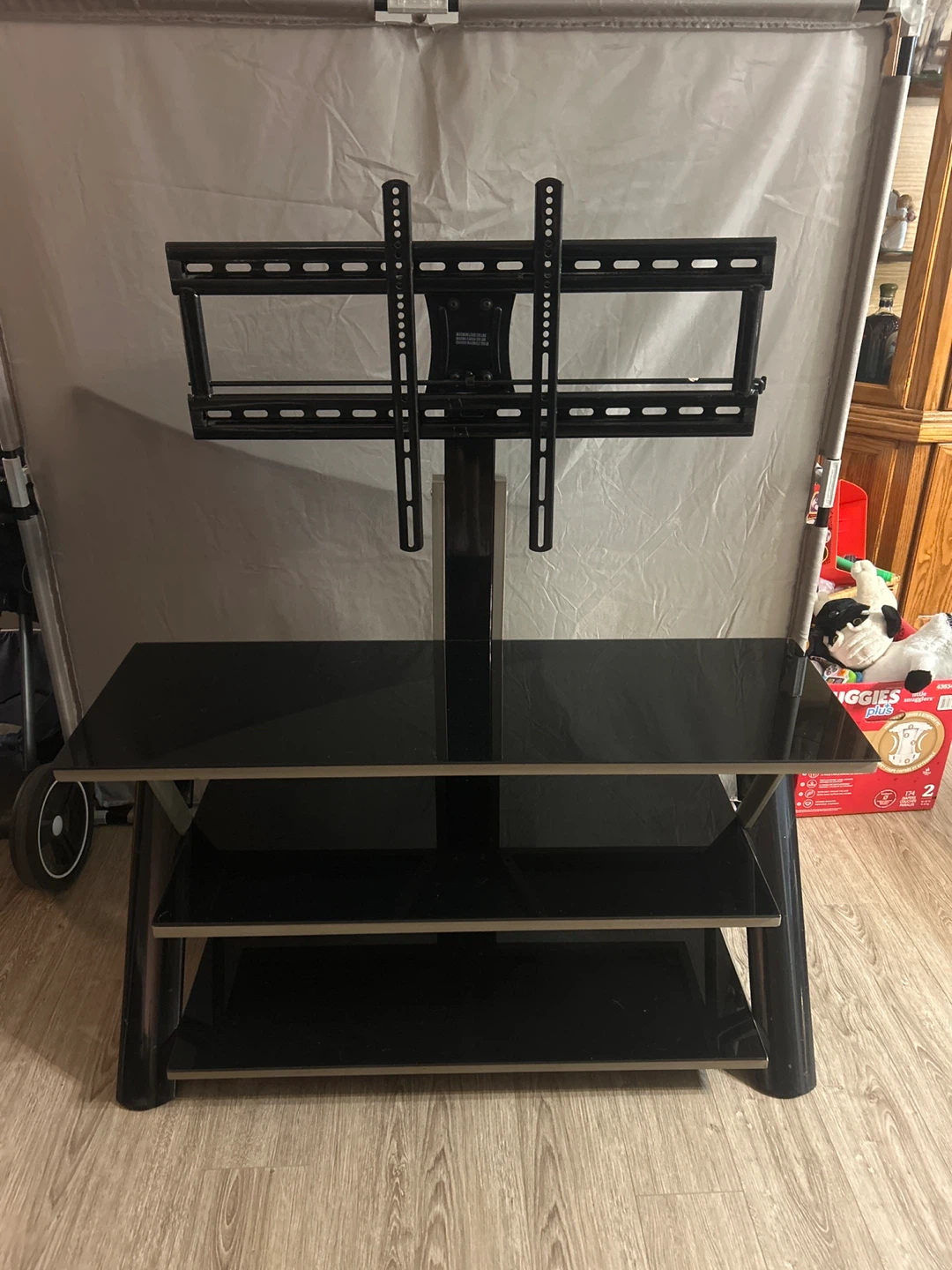 Black Glass TV Stand with Mount