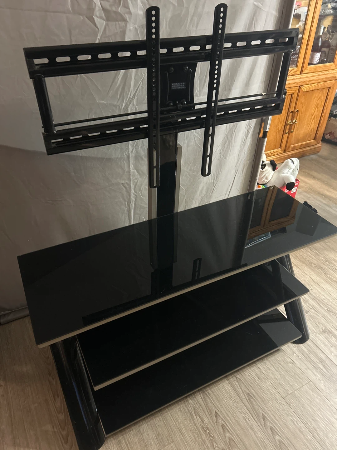 Black Glass TV Stand with Mount - photo 3