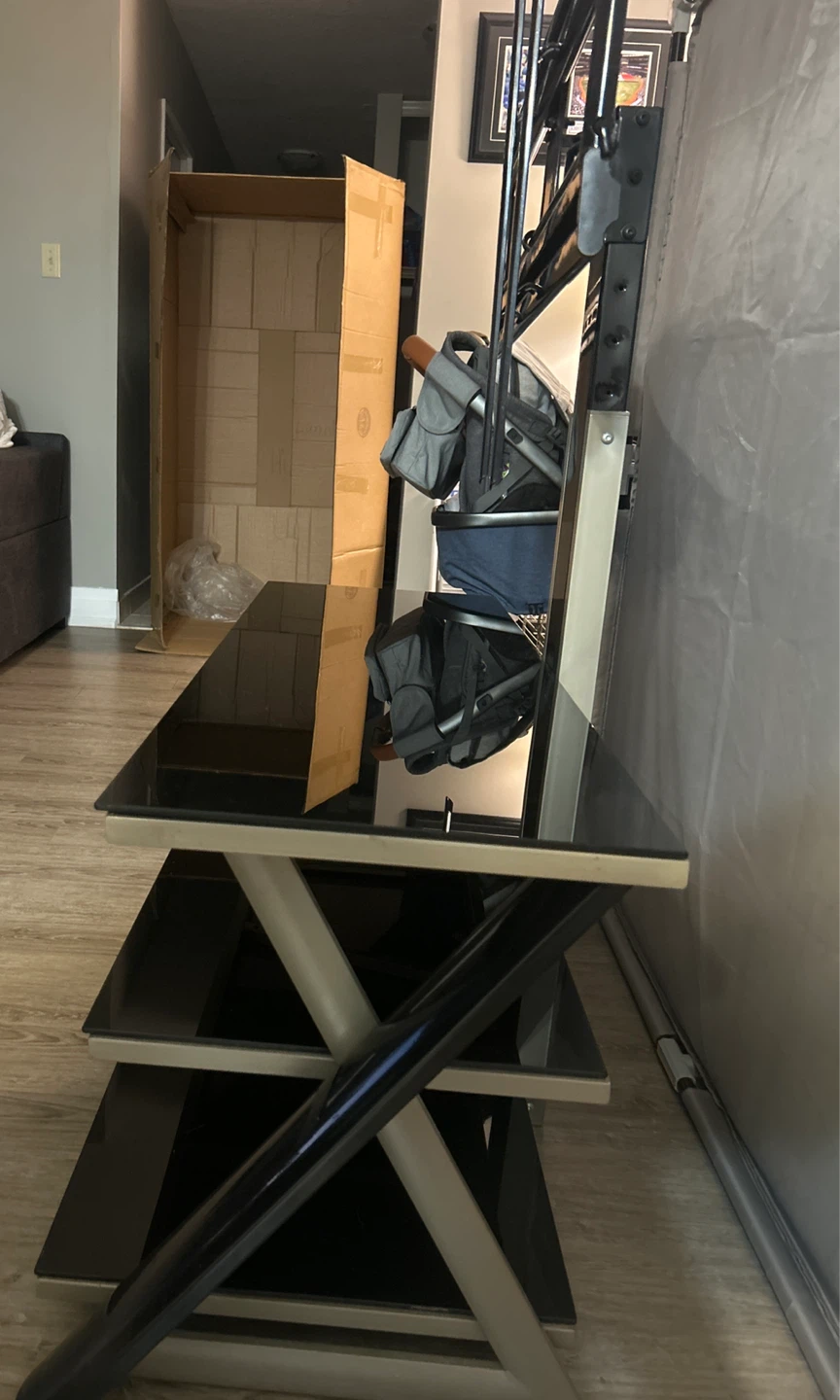 Black Glass TV Stand with Mount - photo 2