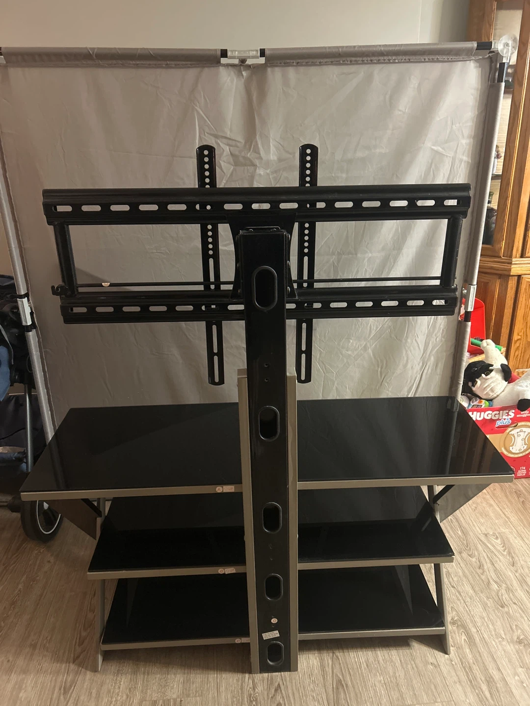 Black Glass TV Stand with Mount - photo 4