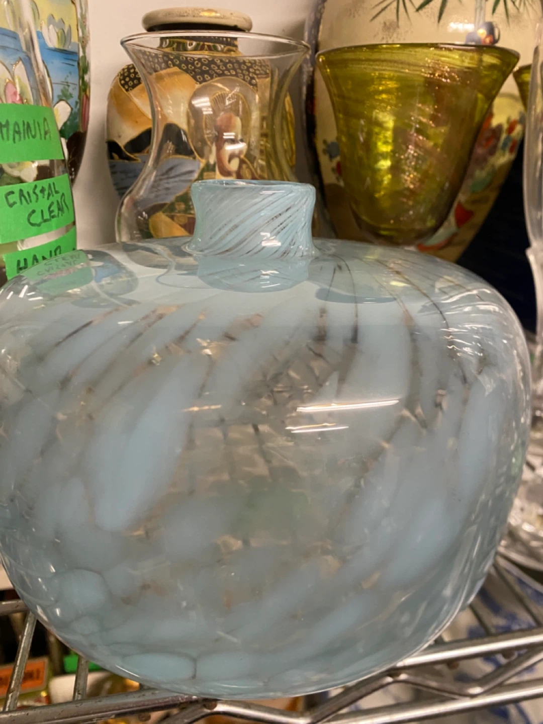 Light Blue Swirl Glass Vase