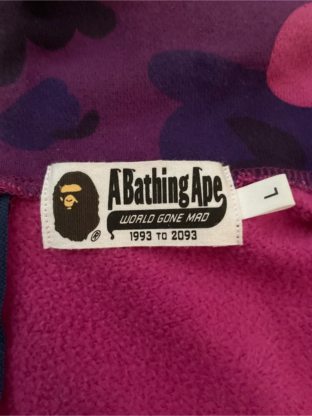 Authentic BAPE Shark Camo Hoodie - Blue/Purple image indicator(6)