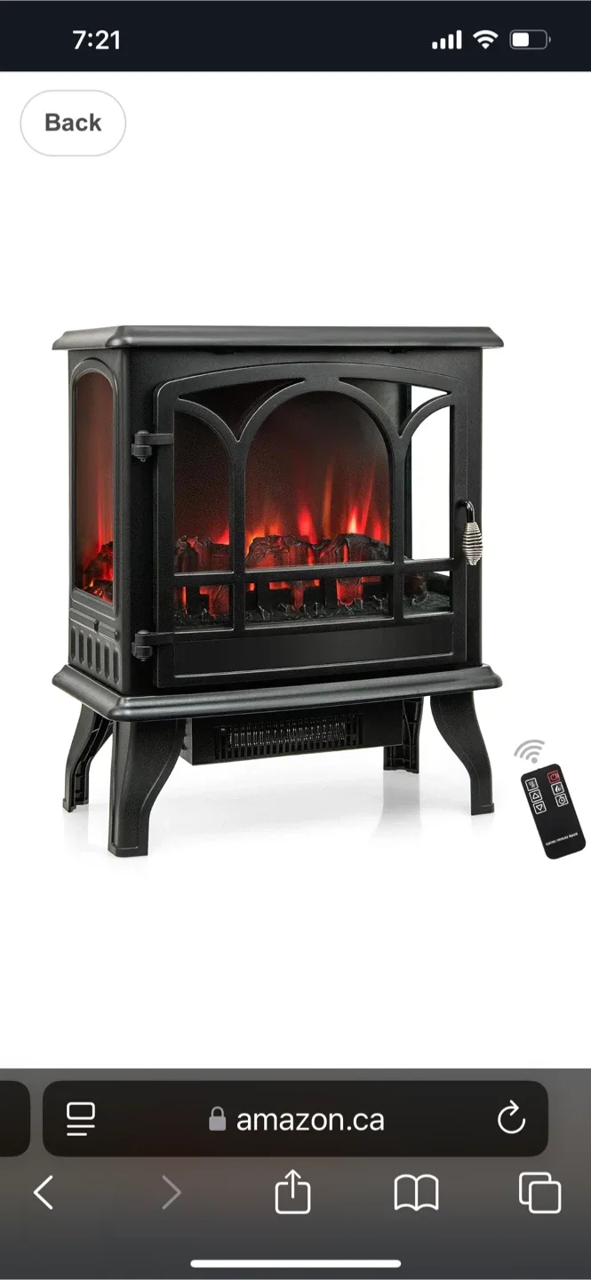 Black Electric Fireplace with 3D Flame Effect image indicator(4)