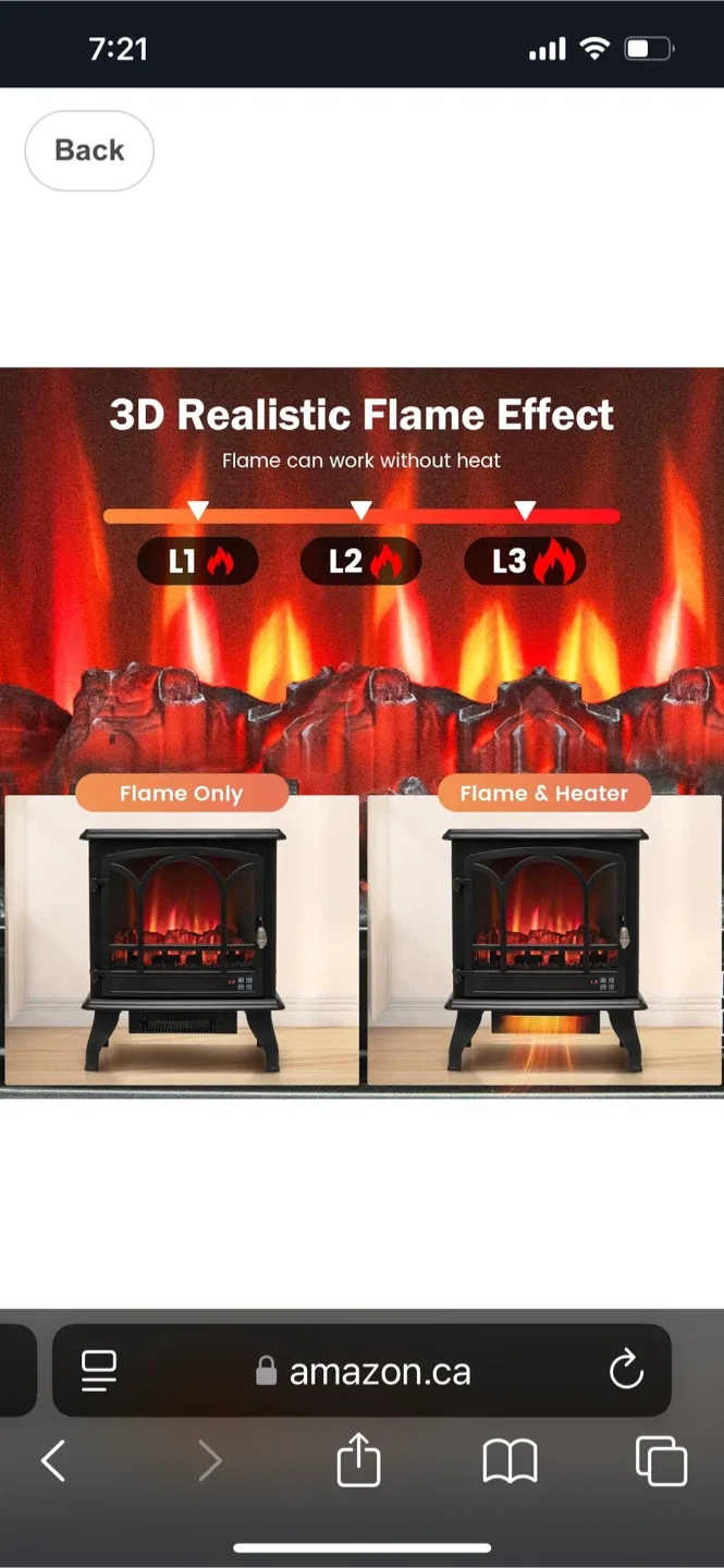 Black Electric Fireplace with 3D Flame Effect image indicator(3)