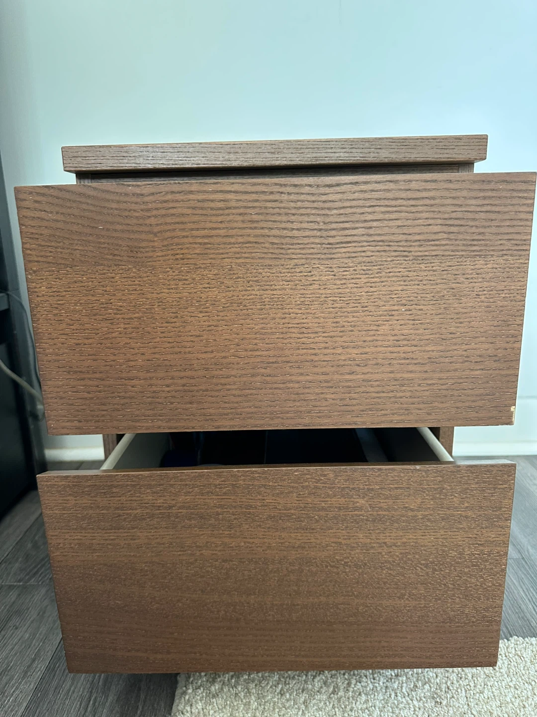 Brown Wood 2-Drawer Nightstand - photo 4