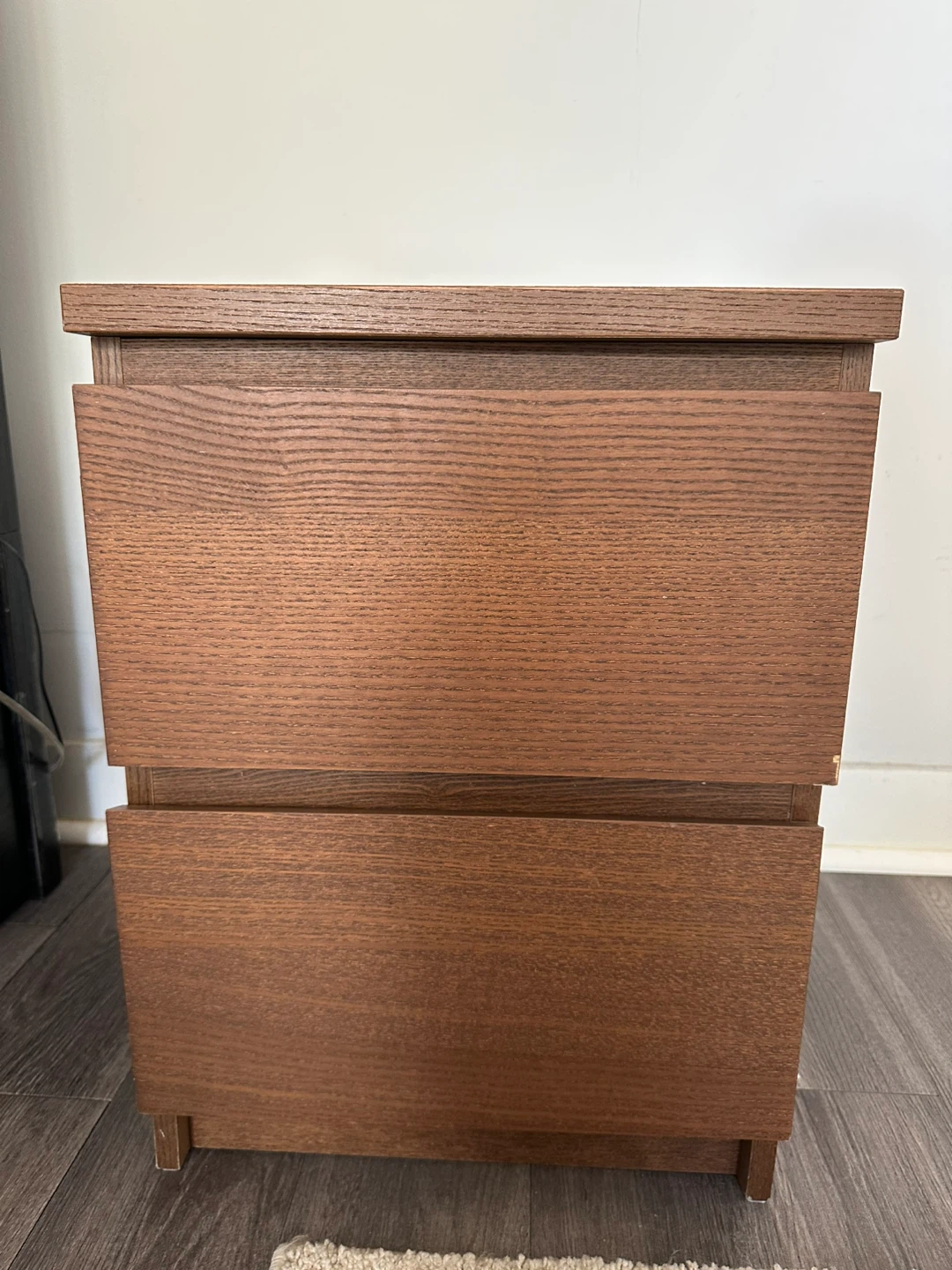 Brown Wood 2-Drawer Nightstand