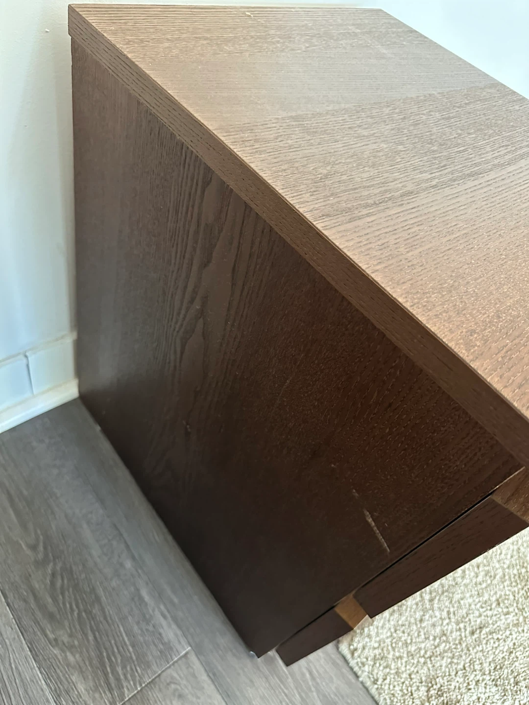 Brown Wood 2-Drawer Nightstand - photo 3