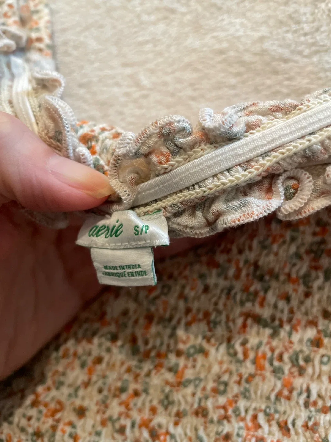 Aerie Floral Smocked Crop Top - Size S image indicator(2)