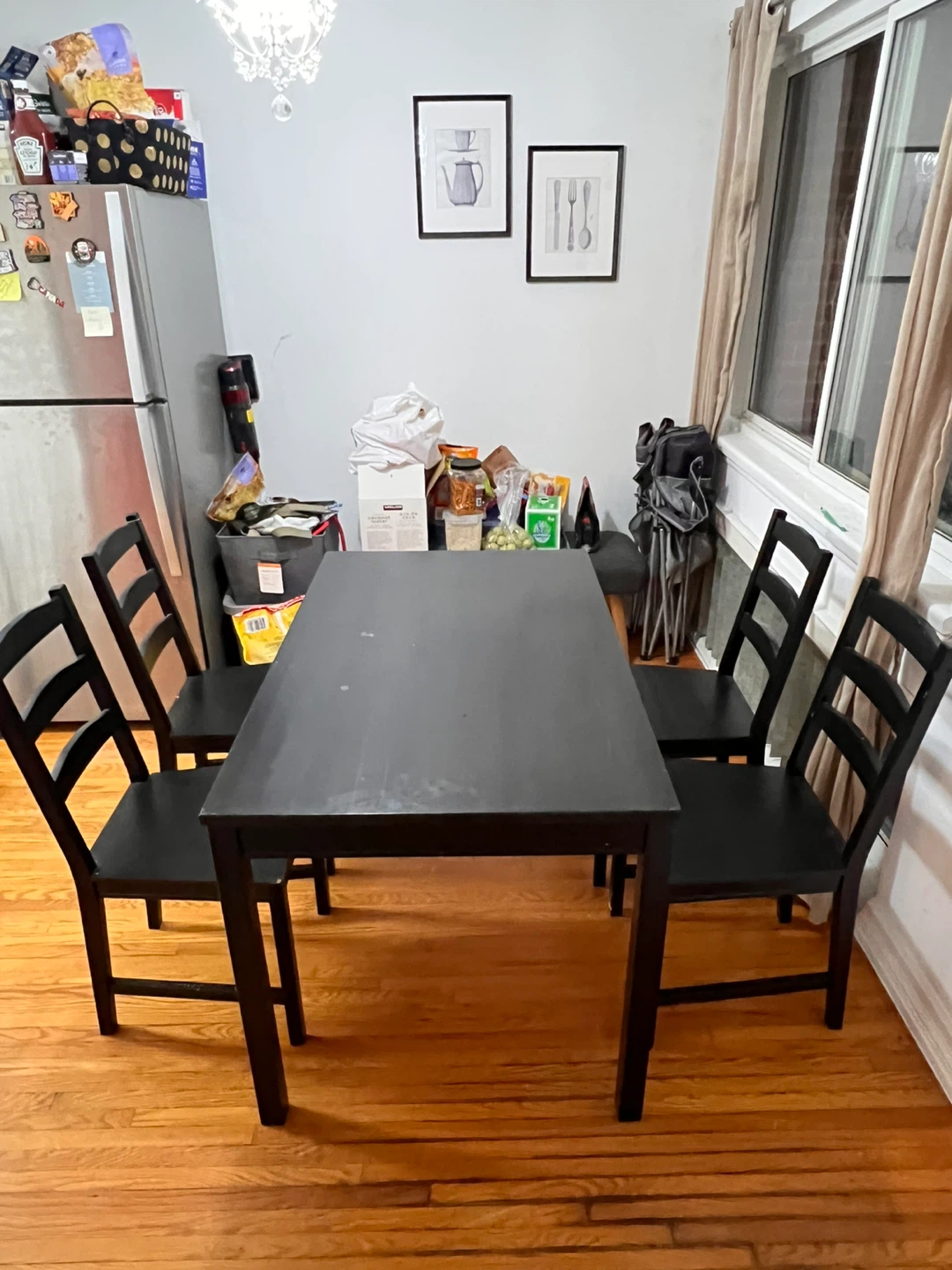 Black Dining Table with Four Chairs