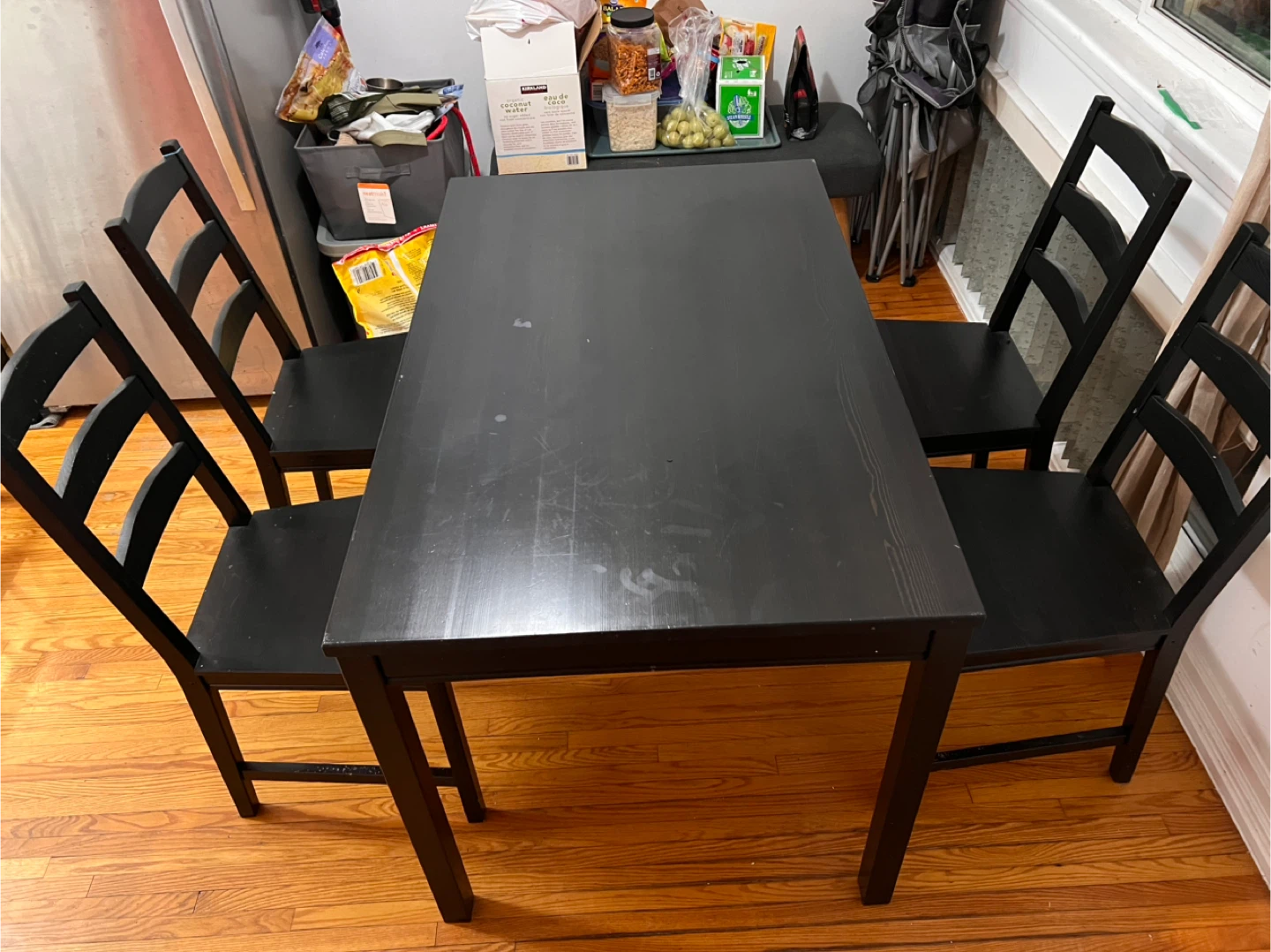 Black Dining Table with Four Chairs - photo 3