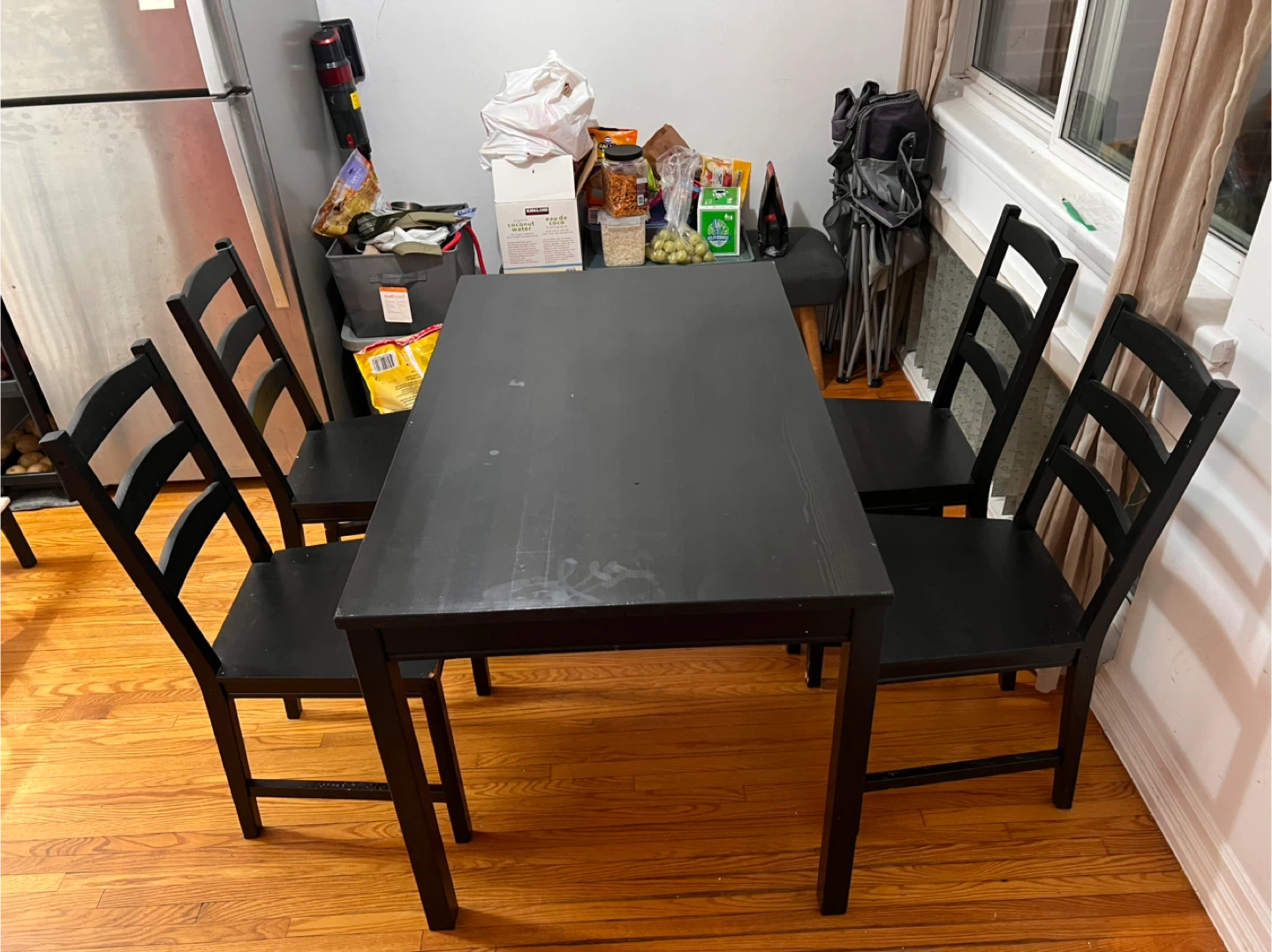 Black Dining Table with Four Chairs - photo 2