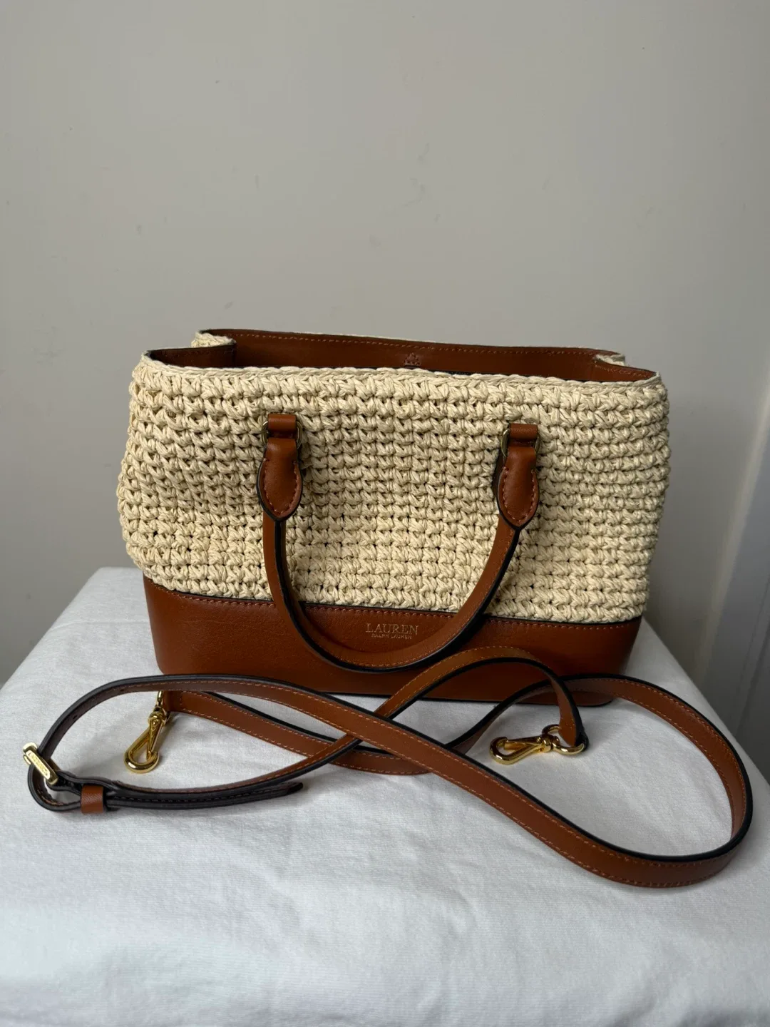 Lauren Ralph Lauren Straw & Leather Handbag image indicator(6)