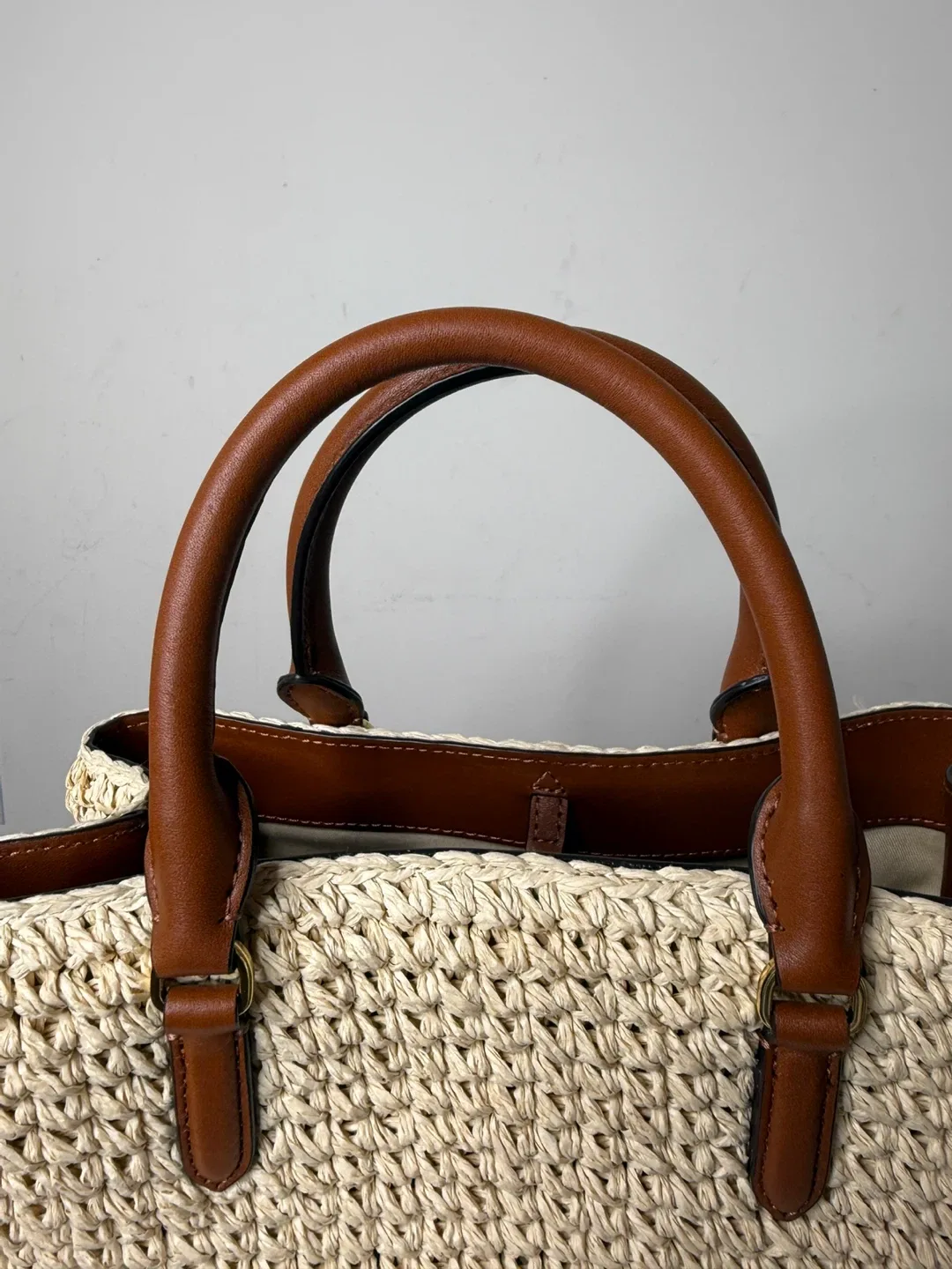 Lauren Ralph Lauren Straw & Leather Handbag image indicator(4)