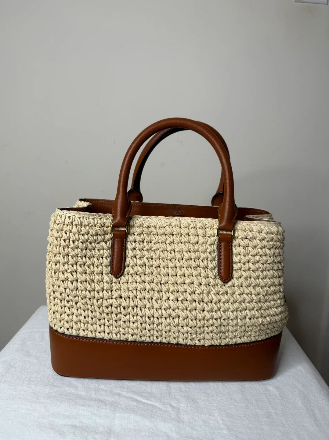 Lauren Ralph Lauren Straw & Leather Handbag image indicator(3)