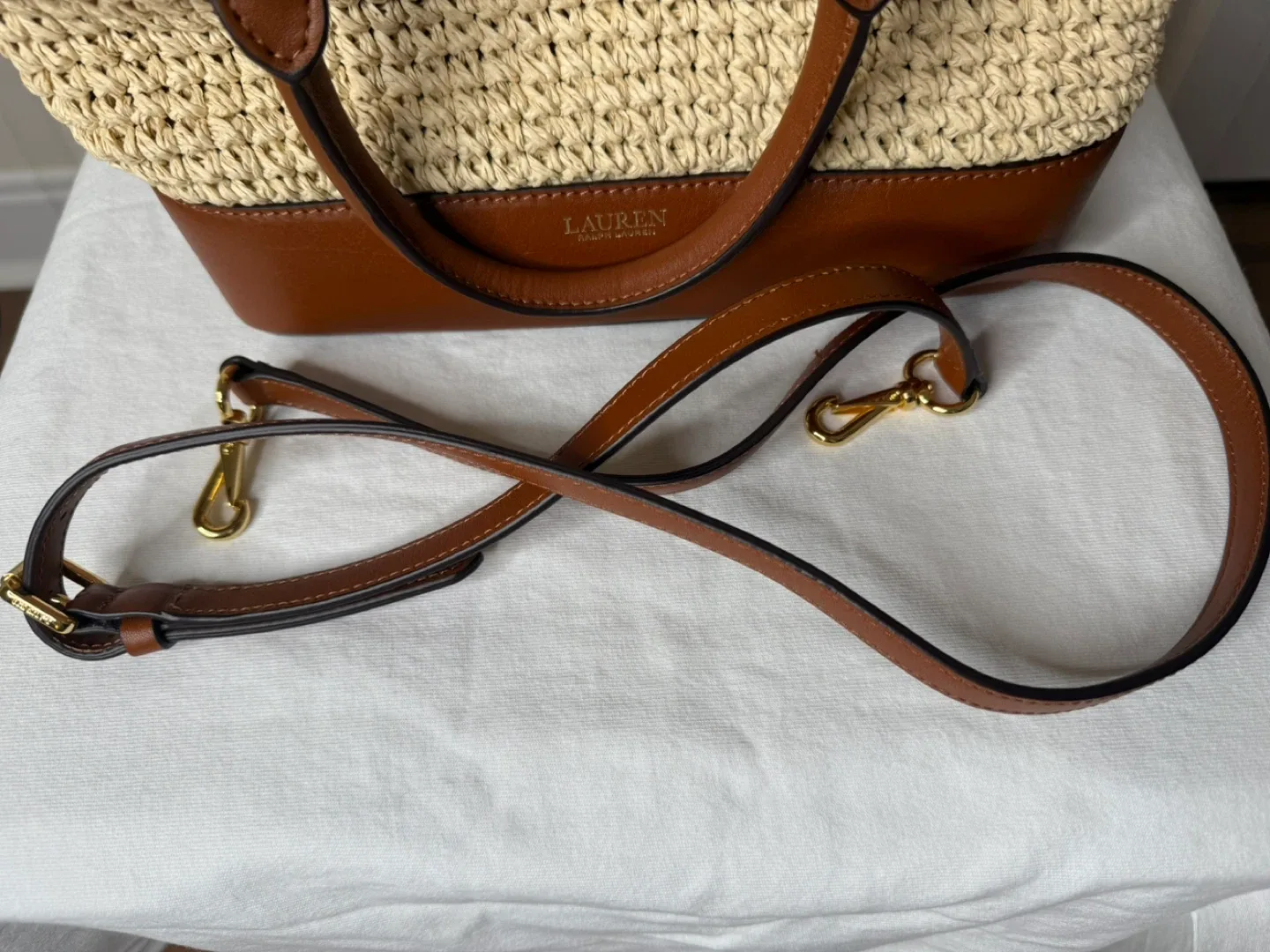 Lauren Ralph Lauren Straw & Leather Handbag image indicator(5)