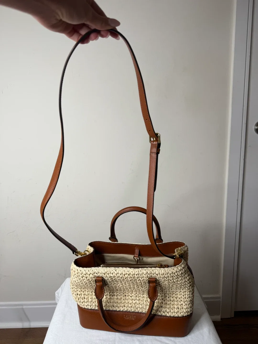 Lauren Ralph Lauren Straw & Leather Handbag image indicator(10)