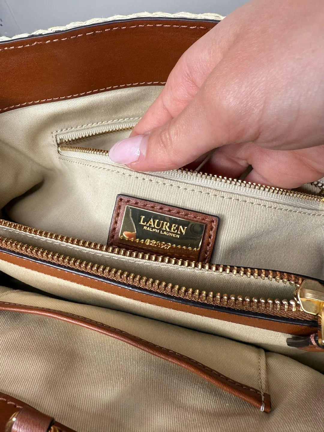 Lauren Ralph Lauren Straw & Leather Handbag image indicator(8)