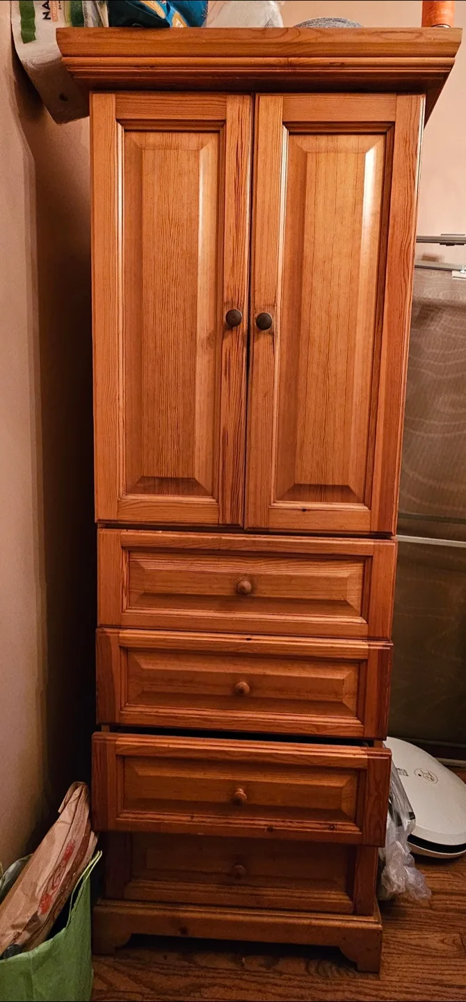 Wooden Armoire with Drawers thumbnail