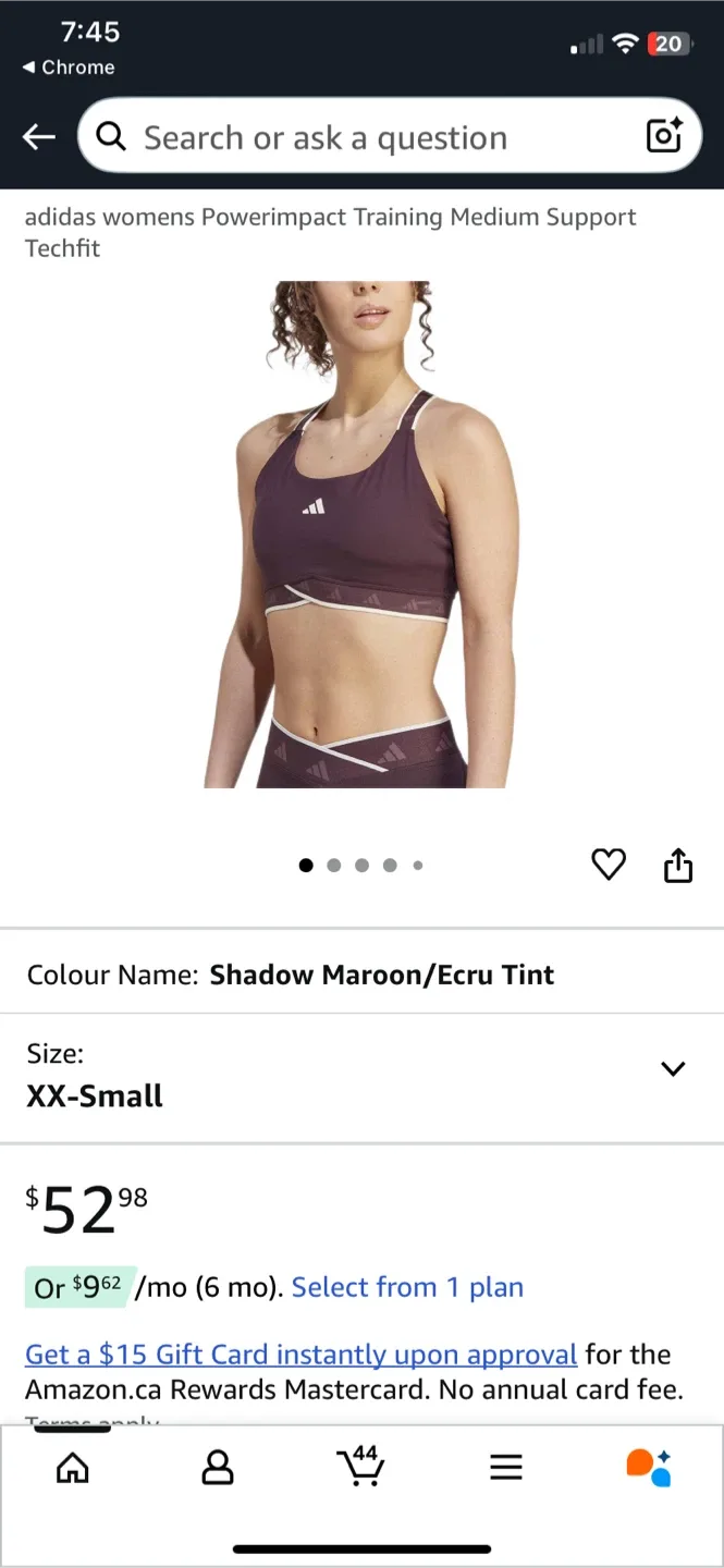 Adidas Techfit Sports Bra, Size XL image indicator(8)