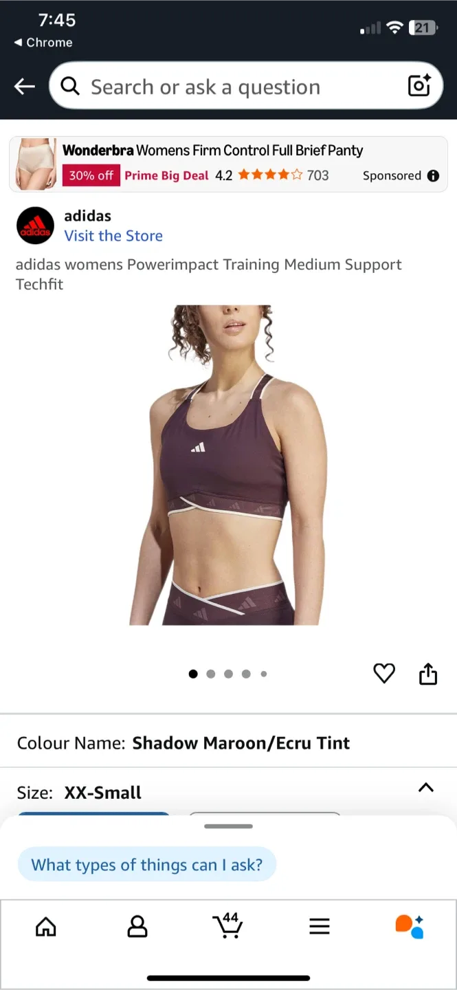 Adidas Techfit Sports Bra, Size XL image indicator(10)
