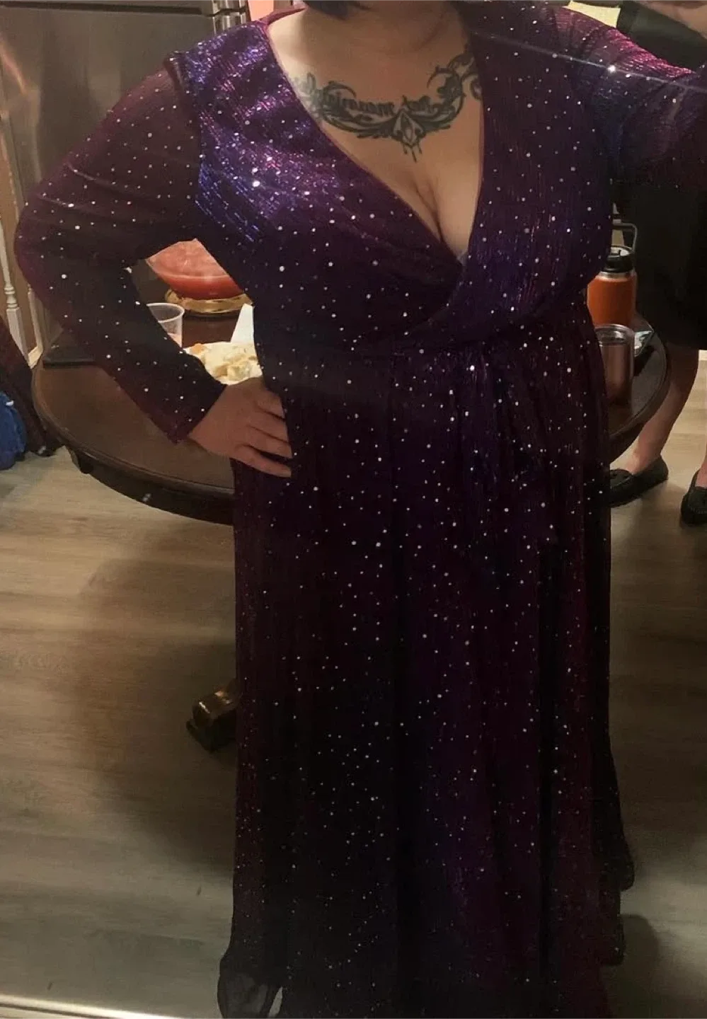 Shein Purple Sparkly Maxi Dress size 2XL image indicator(4)