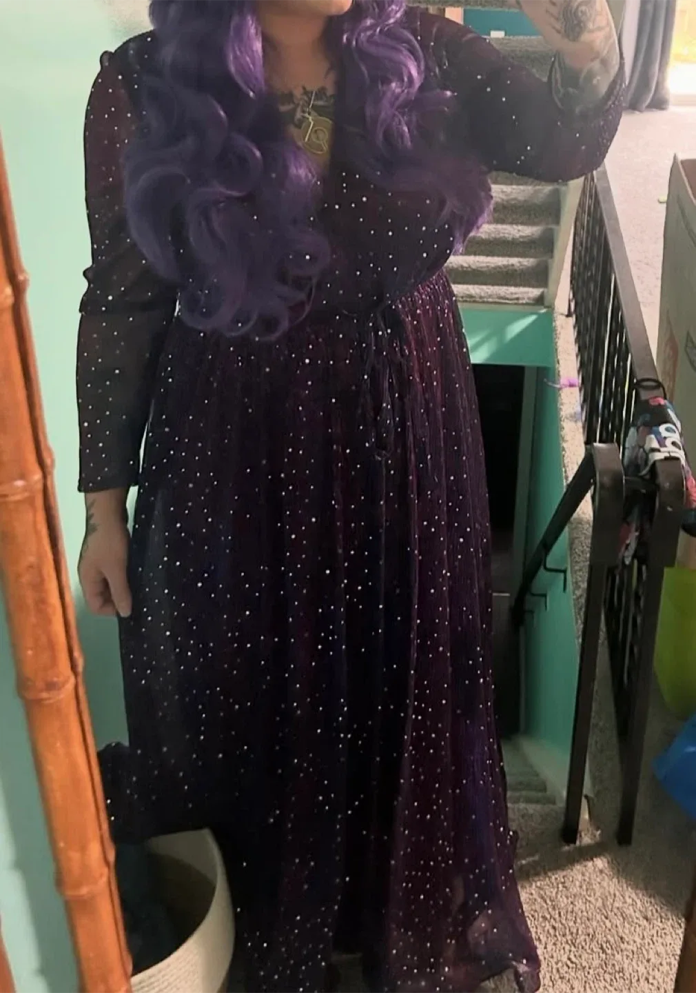 Shein Purple Sparkly Maxi Dress size 2XL image indicator(2)