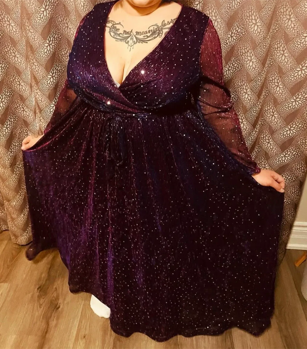 Shein Purple Sparkly Maxi Dress size 2XL image indicator(3)
