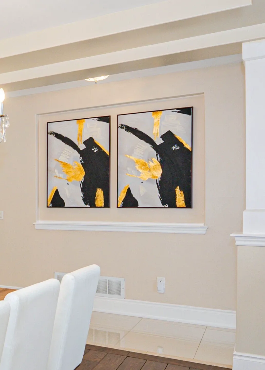 Abstract Black, White & Gold Framed Wall Art image indicator(2)