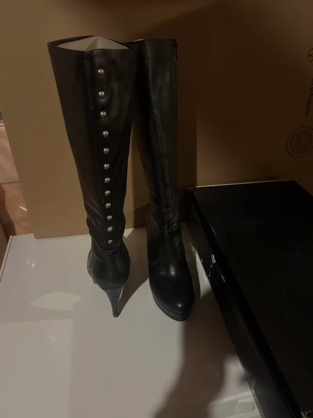 Globo Black OPEKA-96 Knee High Boots - Size 7 thumbnail