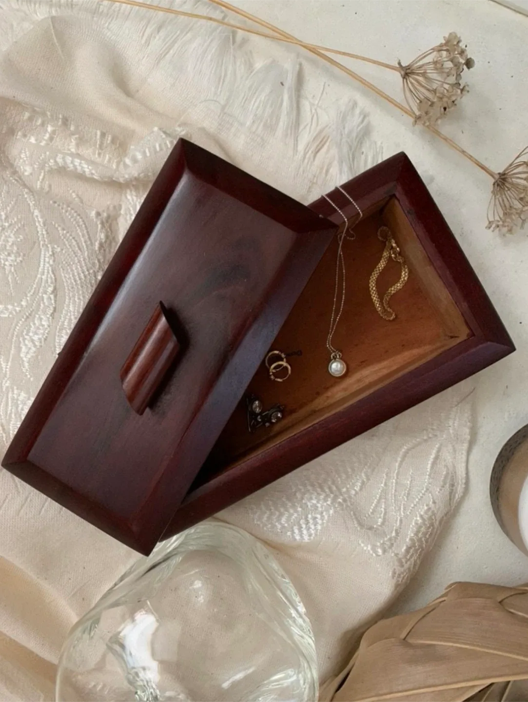 Vintage Wooden Jewelry Box, Trinket Box thumbnail