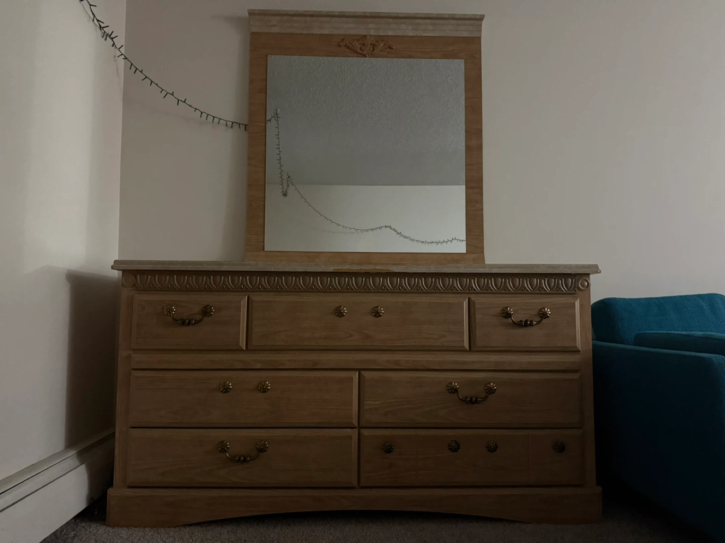 Wooden Dresser with Mirror