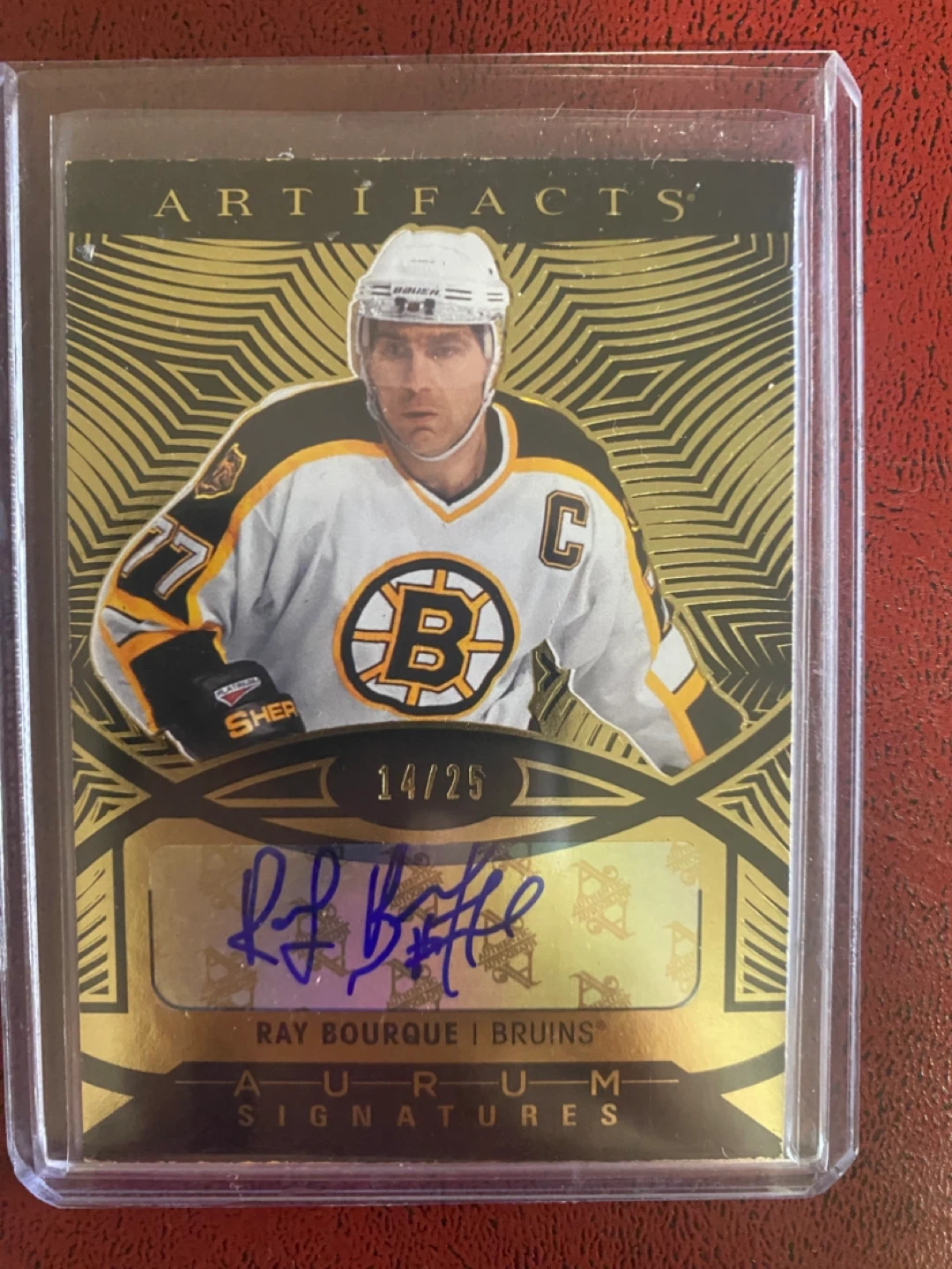 Ray Bourque Bruins Artifacts Aurum Signatures Card