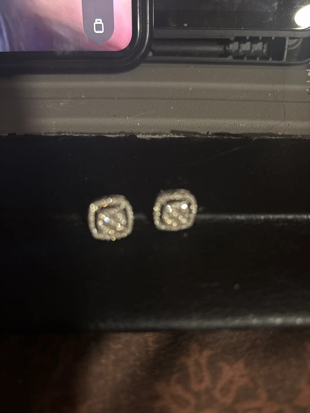 Square Stud Diamond Earrings 1 karat 18k wg thumbnail