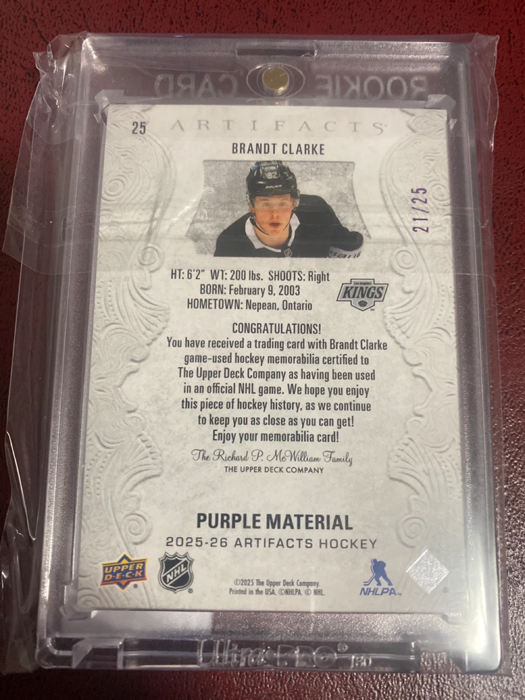 Brandt Clarke Artifacts Rookie Card - photo 2
