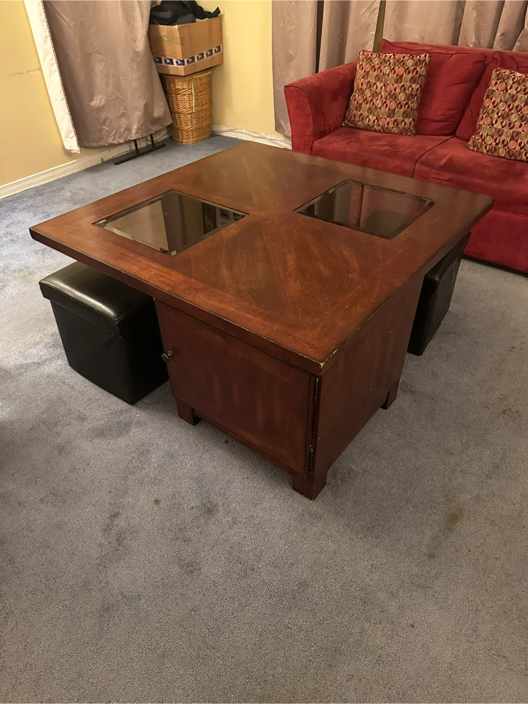 Coffee Table with Glass Inserts, Cabinets & Ottomans - photo 2