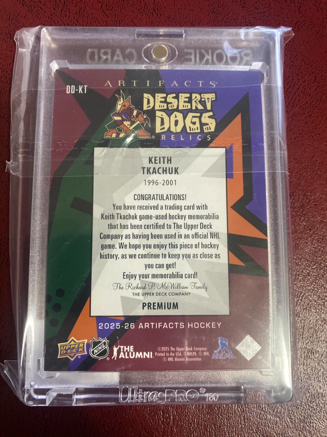 Keith Tkachuk Desert Dogs Relics Rookie Card - photo 2