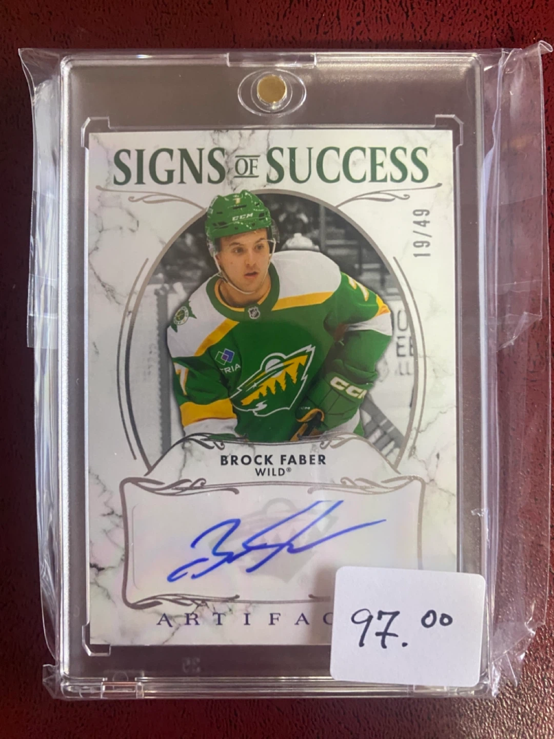 Brock Faber Artifacts Auto Hockey Card