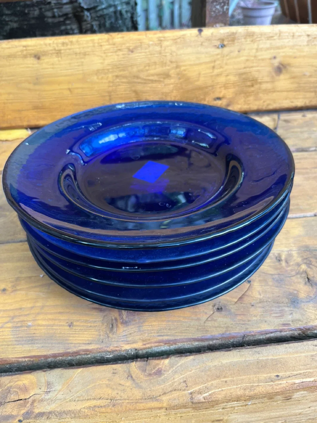 Blue Glass Dinner Plates, Set of 6 thumbnail