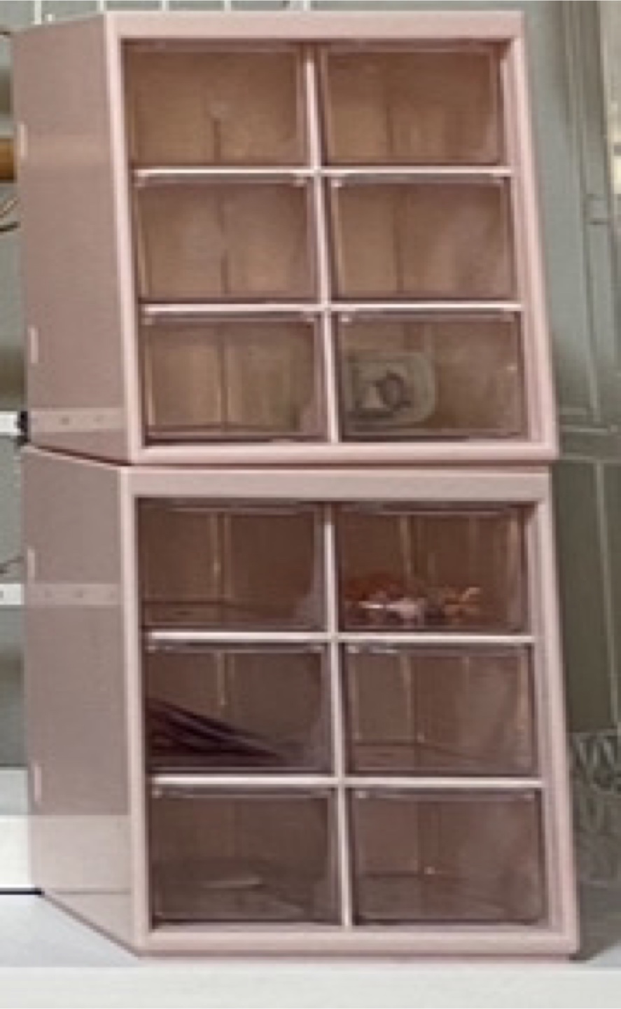 Pink Desktop Organizer with Drawers
