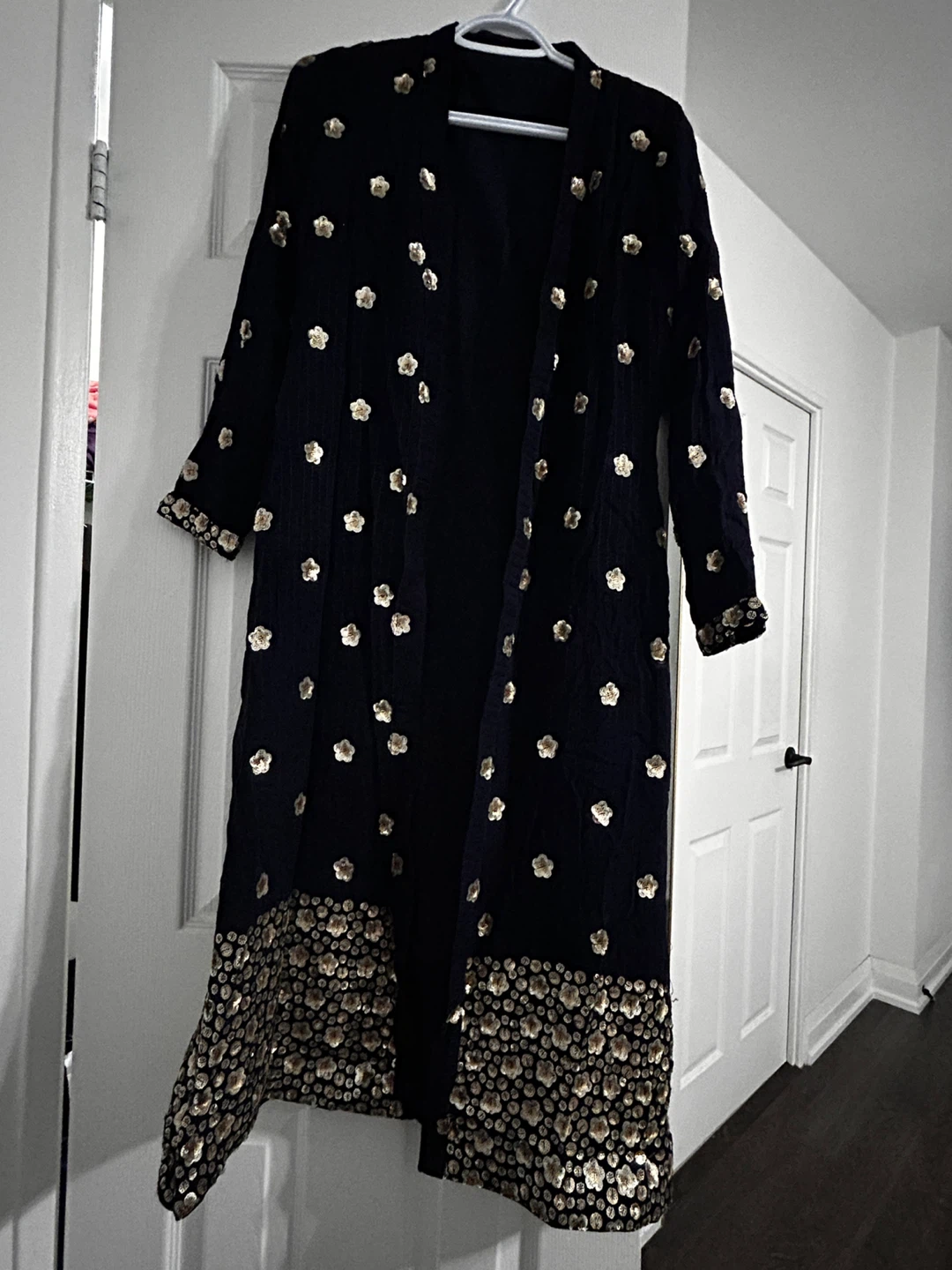 Floral Embroidered Navy Blue Gharara - photo 4