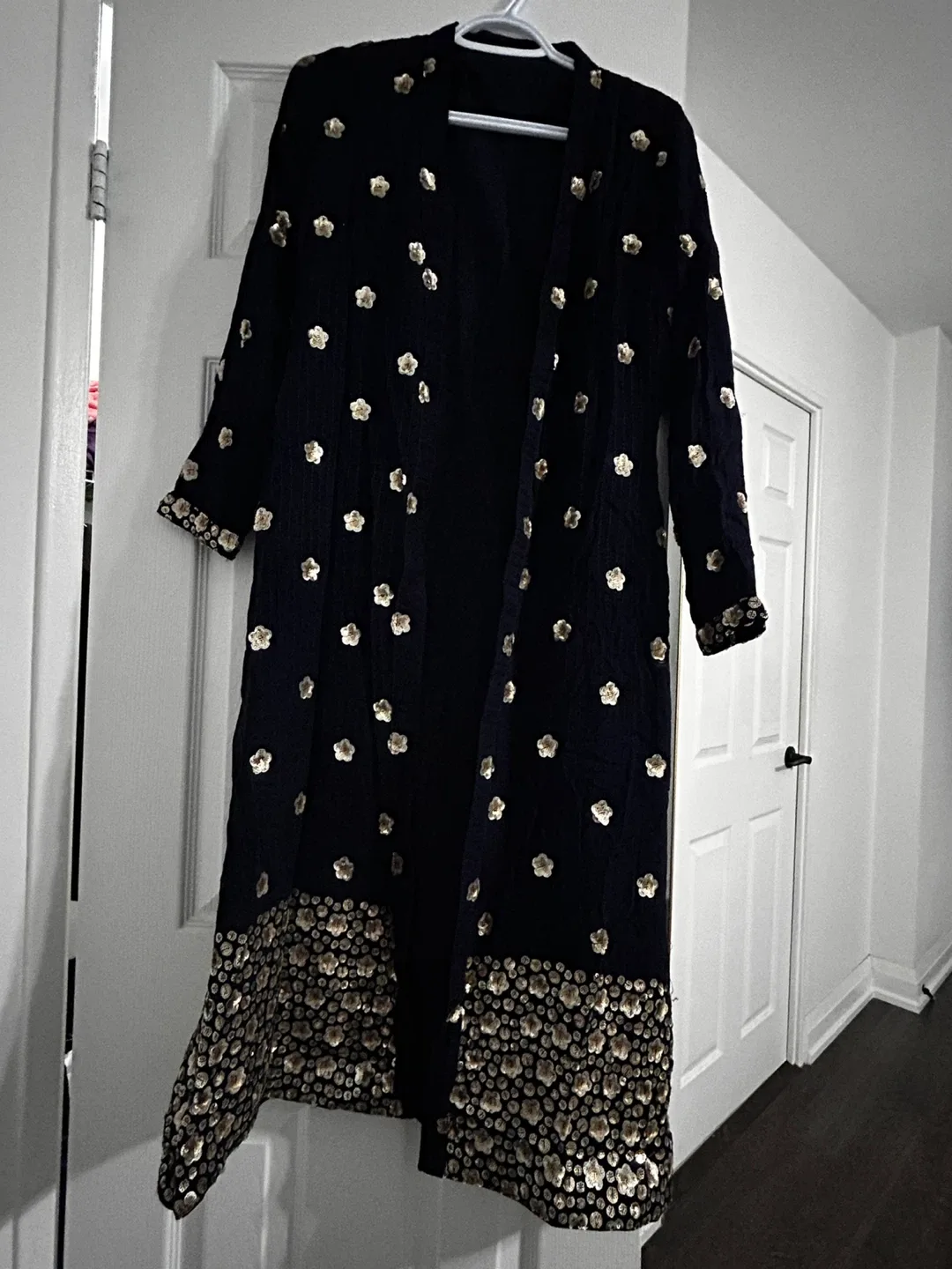 Floral Embroidered Navy Blue Gharara image indicator(4)