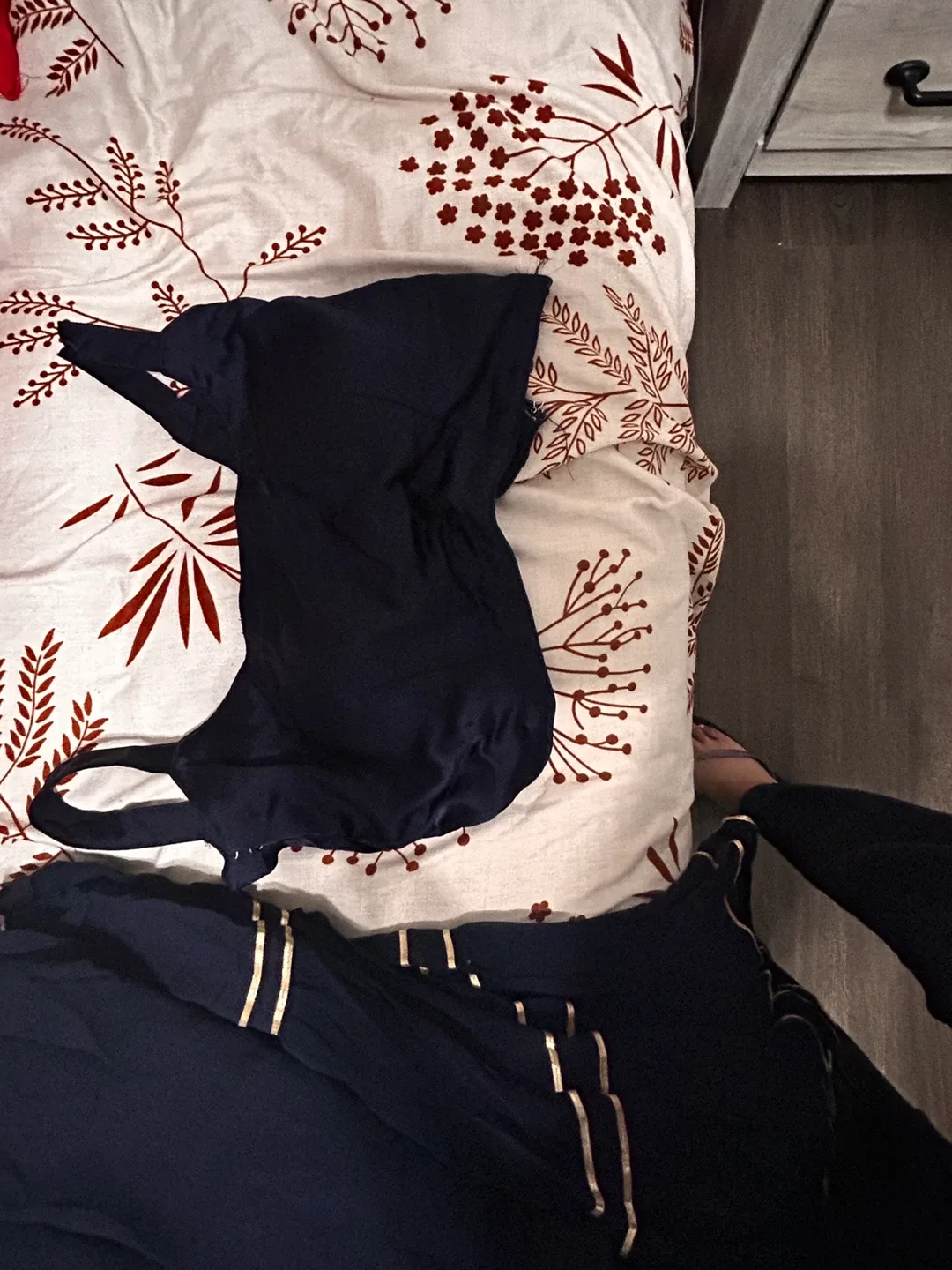 Floral Embroidered Navy Blue Gharara image indicator(7)