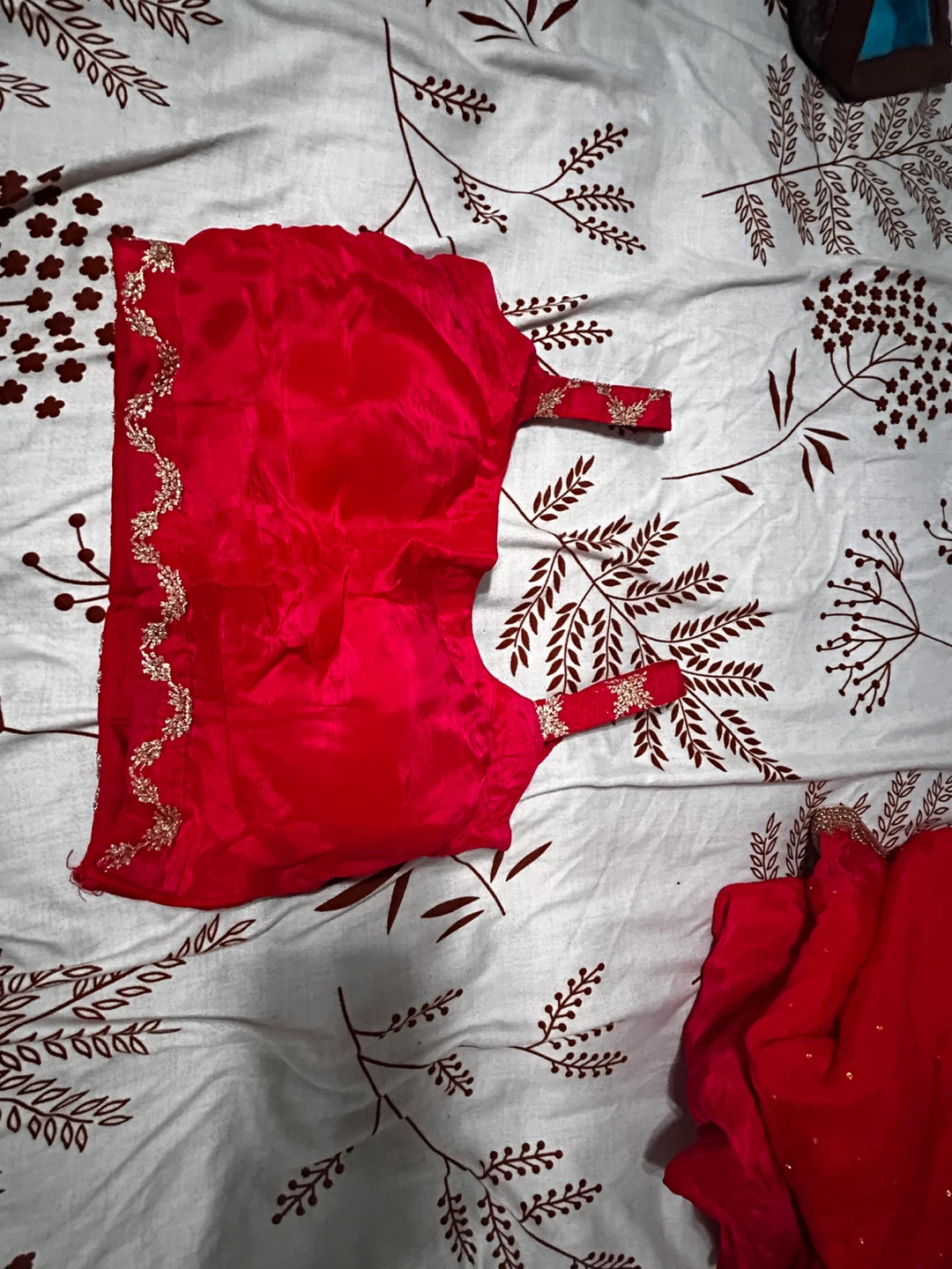 Tomato Red Embroidered 4 piece Suit - photo 3